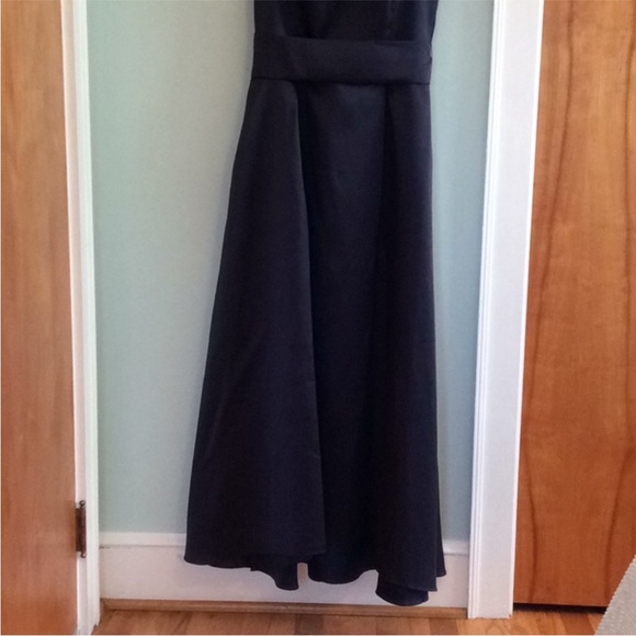 Tahari navy blue satin beaded full length formal dress gown - size 12 - Picture 5 of 8